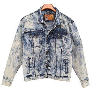 Rolling Paper Acid Wash Jean Jacket Mens Blue Button Front Cotton Denim Size S